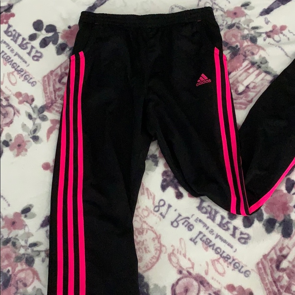 adidas pink and black sweatpants